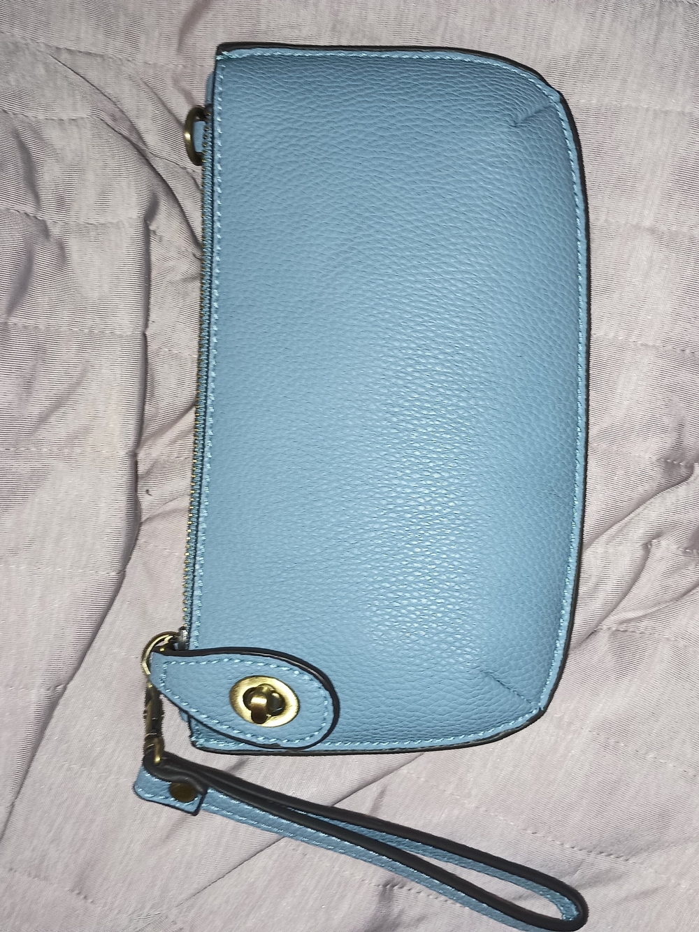 JoyLab Sky Blue Pebbled Wristlet Clutch with Wrist Strap